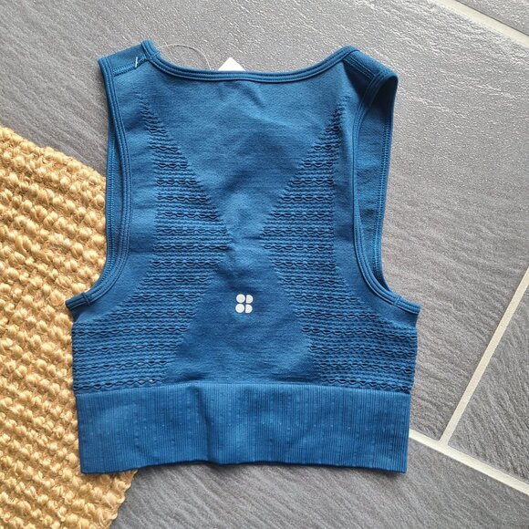 Sweaty Betty 360 Workout Bra Seamless Sports Tank Deep Blue XS - New With Tags - Picture 6 of 8